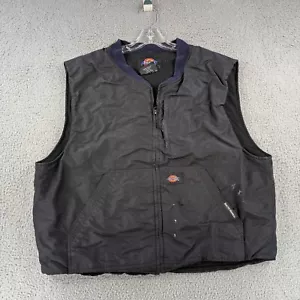 Dickies Vest Mens Size XL Black Full Zip Lined Grunge Pockets Workwear Logo - Picture 1 of 12