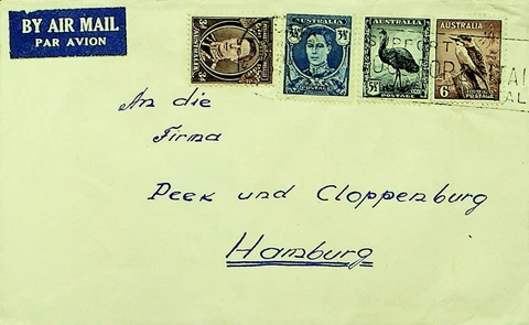 SEPHIL AUSTRALIA KG VI BIRDS 4v ON AIRMAIL COVER TO HAMBURG GERMANY W/ SLOGAN Cover