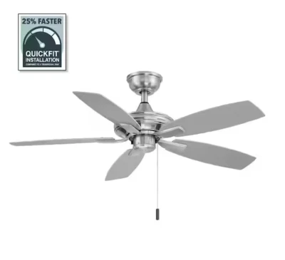 Gazebo III 42 In. Indoor/Outdoor Wet Rated Brushed Nickel Ceiling Fan - Image 1 of 3
