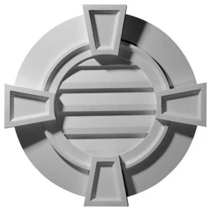 Ekena Millwork Gable Louver Vent 30"x30"Round Primed Polyurethane Non-Functional - Picture 1 of 2
