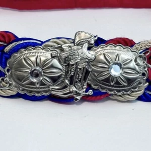 Cinturón de cuerda de vaquera ajustable vintage años 80 gancho y bucle Western - Diseño de Myra - Imagen 1 de 5