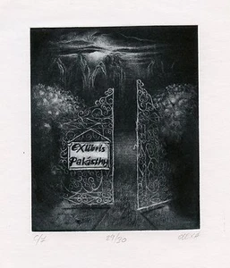Impresión artística de edición limitada grabado Ex libris por Olexa Jozsef, Hungría - Imagen 1 de 1