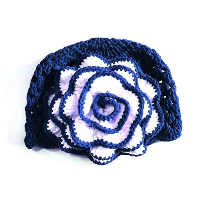 BomHCS Lindo Gorro Flor Grande Invierno Dama Cálido Crochet Tejido Sombrero 100% Hecho a Mano Foto 1 de 4