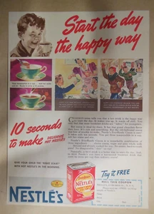Nestle's Cocoa Ad: Start The Day The Happy Way ! from 1939 11 x 15 inches - Picture 1 of 4
