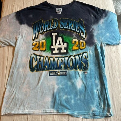 Los Angeles Dodgers Shirt Adult Large Blue Tie Dye World Series 2020 Champion 47 - Image 1 of 4