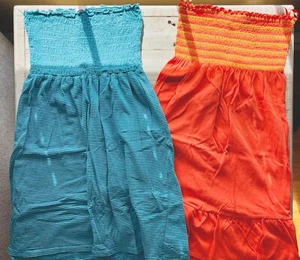 Kirra / Exhilaration Size Small Sun Dress  Beach Cover Up Bundle Orange Blue EUC - Picture 1 of 7