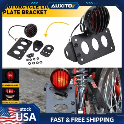 For Side Mount Motorcycle License Bracket Plate with Brake Light Tail USA - Image 1 of 4