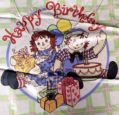 (3) RAGGEDY ANN & ANDY "Happy Birthday" "It's A Girl" "It's A Boy" Balloons NOS - Image 1 of 4