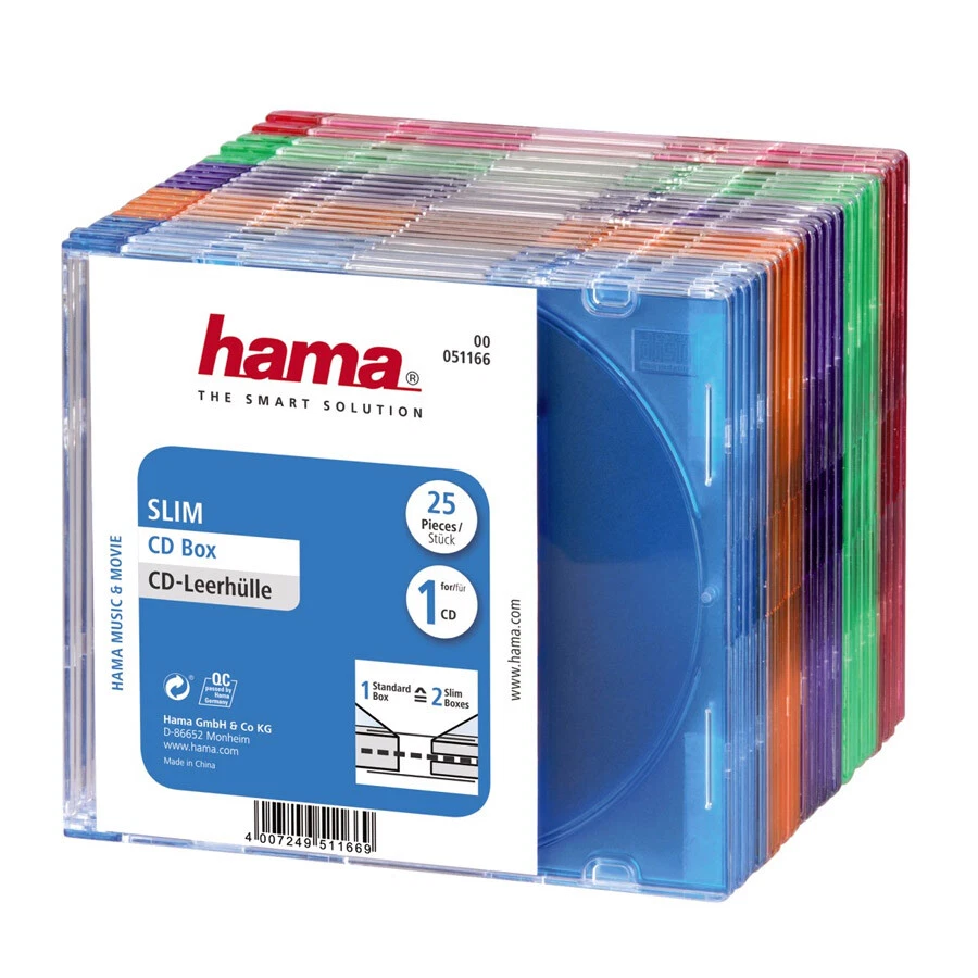 HAMA Custodie CD Slim Case SINGOLE COLORATE conf. 25 pz - H51166 - Immagine 1 di 1