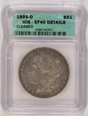 1895-O Morgan Silver Dollar $1 ICG EF40 XF40 Details Cleaned 5256730301 - Image 1 of 4