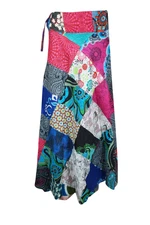 Boho Gypsy Hippy Patchwork Long Skirt Floral Print Cotton Wrap Around Skirts