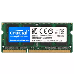 CRUCIAL DDR3L 8GB 1333mhz PC3L-10600 Laptop SODIMM Memory RAM DDR3 8GB 204pins - Picture 1 of 8