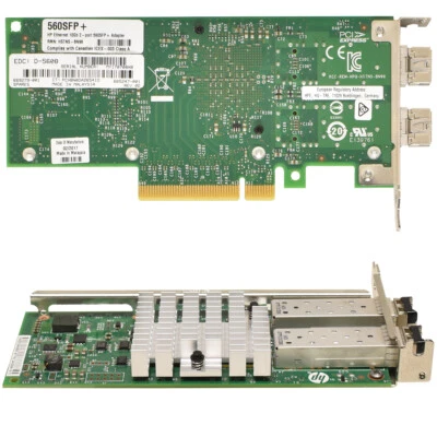HP 560SFP+ Dual-Port 10GbE Server Adapter 669279-001 +2x HP10Gb SR SFP+ LP - Bild 1 von 4
