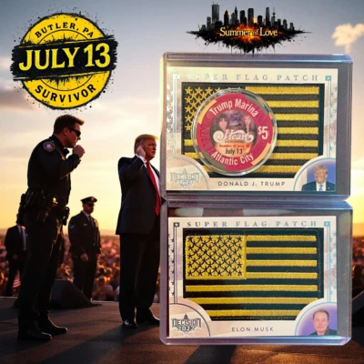 Decision 2024 Donald Trump + Elon Musk Super Flag Patch July 13 Butler, PA - Image 1 of 4
