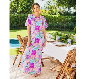 Lilly Pulitzer Kimberle Maxi Dress Take it From Your Mums puff sleeve patchwork - Picture 1 of 13
