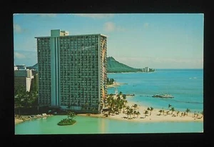 1969 Hilton Rainbow Tower Hotel Hawaiian Village Waikiki Beach HI Honolulu Co PC - Bild 1 von 1