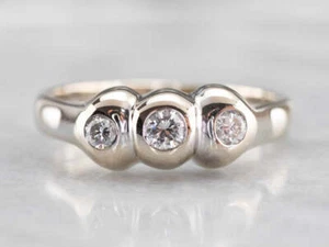 Three Stone Diamond Engagement Ring in White Gold - Picture 1 of 10