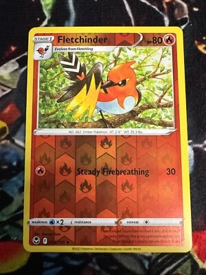 Fletchinder 028/195 Swsh12: Sword & Shield - Silver Tempest Reverse Holo - Image 1 of 2