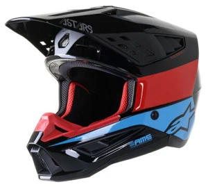 2022 ALPINESTARS S-M5 SM5 HELM BOND SCHWARZ ROT CYAN GLÄNZEND MOTOCROSS NEU MX FAHRRAD - Bild 1 von 2