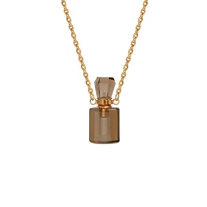 Natural Smoky Stone Quartz Crystal Essential OilPerfume Bottle Pendant Healing - Picture 1 of 1