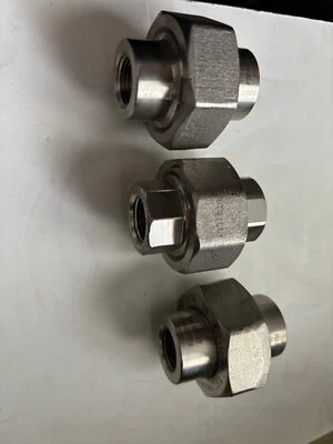 (Lot of 3 )  3/8"  Hex Union, 304 threaded  Stainless Steel, 3000# Pipe Fittings - Image 1 of 4