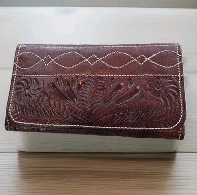 Cartera triple plegable de cuero genuino American West para mujer color floral *no usada* Foto 1 de 4