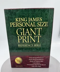 King James Personal Size Giant Print Reference Bible Black Bonded Leather #544 - Picture 1 of 11
