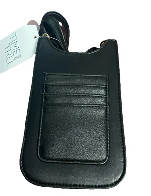 Time & Tru Bandolera para Tarjeta de Crédito Teléfono Imitación Cuero Cartera Monedero Negro Foto 1 de 4