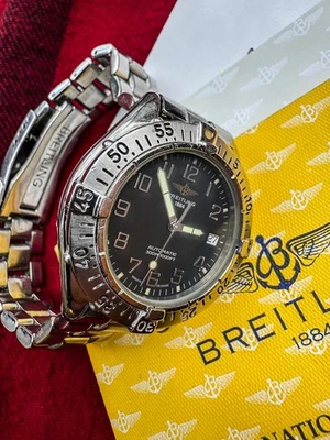 Top Breitling Stahl Automatik Uhr A17035 300m Black Dial Stahlband - Bild 1 von 4