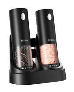 Electric Salt and Pepper Grinder Set with Rechargeable Base - Automatic Refil... - Picture 1 of 8