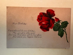 Postcard: Birthday Wishes, Posted in 1917, Rose - Picture 1 of 2