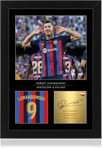 Exhibición de fotos enmarcada Win FC Robert Lewandowski firmada A4 - reproducida digital... - Imagen 1 de 2
