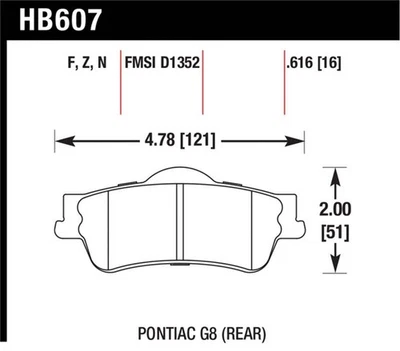 Hawk for 08-09 Pontiac G8 3.6 Base/6.0 HPS Street Rear Brake Pads - Изображение 1 из 4