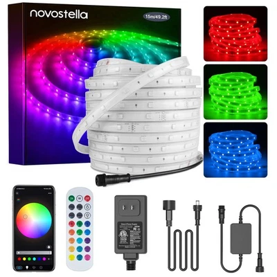 Novostella 49.2ft Smart LED Outdoor Rope Light, Music Sync RGB Strip Lights, ... - Image 1 of 4