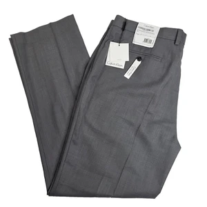 Calvin Klein Men's Slim-Fit Dress Pants Grey Solid 36x32 NWT - Picture 1 of 9