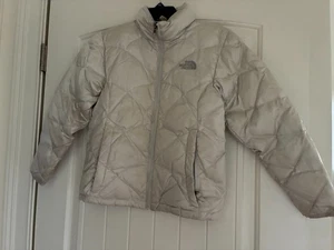 Preowned The North Face Girl's Size M Ivory Lined Puffer Coat - Picture 1 of 2