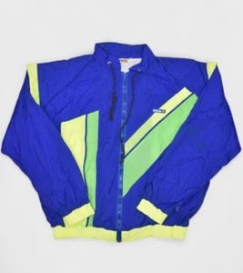 Vintage Ellesse Jacket Mens L Blue Windbreaker Retro Colorblock Striped 90s - Picture 1 of 12