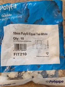 10 No. PolyFit 10mm Equal Tees  FIT210 - Picture 1 of 2