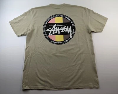 Stussy Classic Dot Tee Khaki Men L Beige Short Sleeve Graphic T Shirt Gorpcore - Изображение 1 из 4