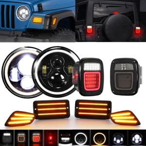 7" LED Headlight DRL+Side Marker Lamp+LED Tail Light For Jeep Wrangler TJ 97-06 - Picture 1 of 12