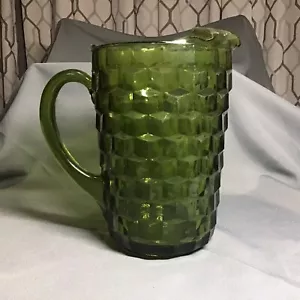 INDIANA WHITEHALL 50 OZ PITCHER AVOCADO GREEN CUBE CUBIST W/ ICE LIP By Colony - Picture 1 of 9