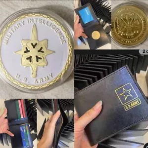 Ejército MI Unidad de Inteligencia Militar Con Credencial Portamonedas Cartera - Imagen 1 de 7
