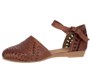 Sandalias de mujer auténticas mexicanas de coñac huarache tejido real de cuero boho #112 - Imagen 1 de 5