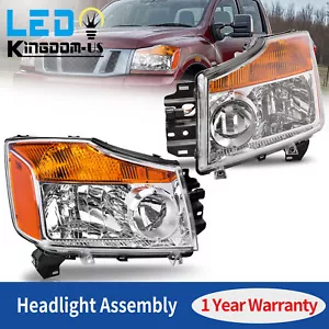 Chrome Headlights Assembly For 2004-2015 Nissan Titan / 2005-2007 Nissan Armada - Picture 1 of 10