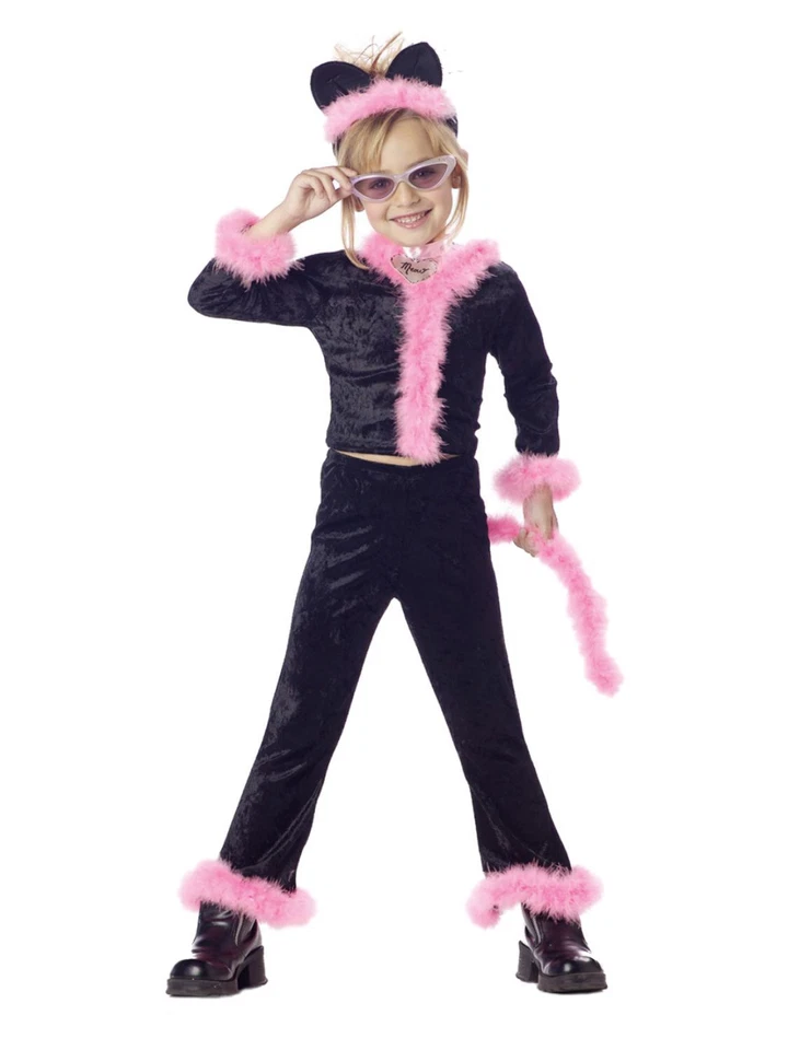 California Disfraz Niña Peluche Gatito Negro Halloween Disfraz Gato Traje XS (4-6) Foto 1 de 1
