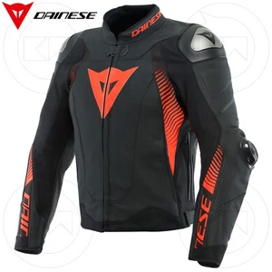 DAINESE GIACCA IN PELLE MOTO SUPER SPEED 4 LEATHER JACKET BLACK MAT - FLUO RED - Imagen 1 de 8