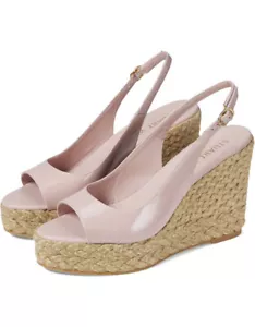 STUART WEITZMAN ISLAND PEEP SHOW ABODE NATURAL ESPADRILLE SLINGBACK WEDGE 7 NEW - Picture 1 of 5