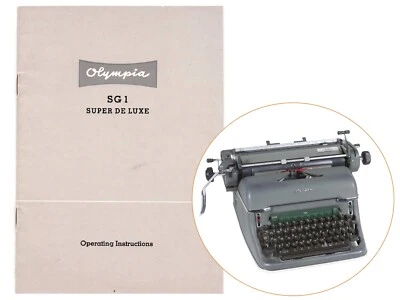 Olympia SG1 Typewriter Instruction Manual Repro Vtg User Super De Luxe SG 1 - Image 1 of 2
