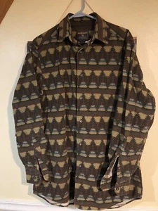 EUC Woolrich Flannel Men’s Medium Aztec Deep Hunter Southwest Button Down - Picture 1 of 6