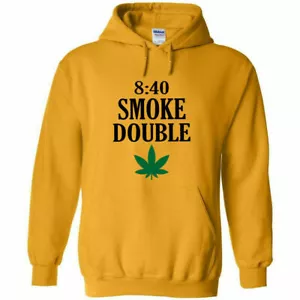 840 Smoke Double Cannabis Hoodie Sweatshirt Stoner Hippie Marijuana Weed Gas 420 - Picture 1 of 9